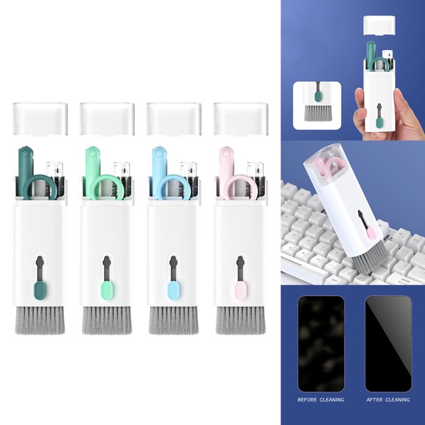 Kit de limpieza electrónica de siete en uno kit de limpieza de teclado kit de limpieza multifuncional portátil, adecuado para monitores de computadora / auriculares / teléfonos móviles
