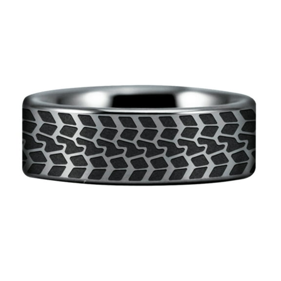 Silver Tungsten Racing Tire Ring