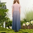thumbnail image 4 of Kovlvoll Girls Summer Dress Crew Neck Short Sleeve Pleated Loose Casual Long Dresses with Pockets for Teen Girl, 4 of 5
