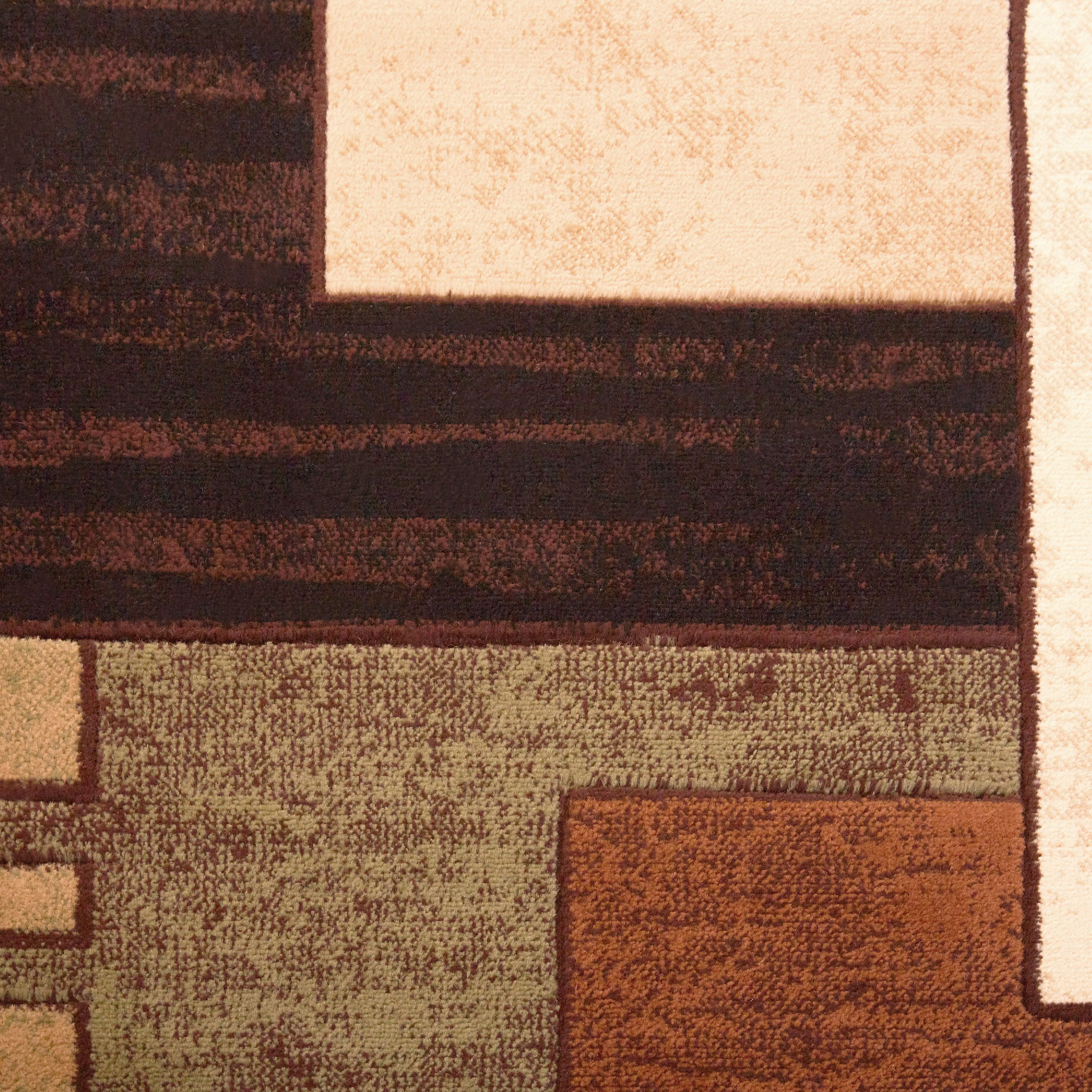 Home Dynamix Tribeca Mason Contemporary Geometric Area Rug, Brown/Green, 3 Piece Set