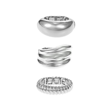 Time and Tru Silvertone Ring Set, 3 Pieces