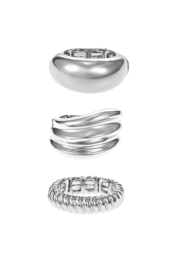 Silvertone Ring Set, 3 Pieces