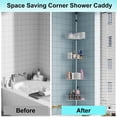 thumbnail image 2 of Ataucjin Tension Pole Shower Caddy, Corner Shower Storage System with 4 Baskets, Rust-Resistant Bathroom Organizer Shelves, Shower Rack Adjustable Heights, Satin Nickel, 2 of 6