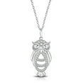 thumbnail image 4 of 925 Sterling Silver White Clear CZ Owl Pendant Necklace, 4 of 5