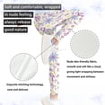 thumbnail image 5 of COEQINE Girls Yoga Leggings Pants Full Length Athletic Trousers High Waist Tummy Control, Daisy Floral Bow Heart Violet, for 6-7 Years Kids Girls, 5 of 7