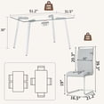 thumbnail image 3 of StnTalk 51" Glass Dining Table Set for 4, Modern Rectangle Dining Table with 4 Light Gray PU Leather Chairs, Tempered Glass Table Top with Silver Metal Legs for Dining Room, Kitchen & Apartment, 3 of 8