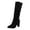 Black, variant on Wovix Knee High Boots for Women Pointed Toe Stiletto High Heel Slouchy Suede with Side Zipper Tall Fashion Boots Trendy Streetwear Shoes Brown 37