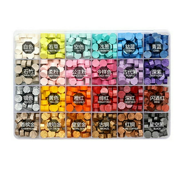 600 Pieces Sealing Wax Beads Colorful Wax Seal Beads with Storage Box for Wax Sealing Stamp Cards Envelopes Letter Wedding Invitations Packaging Sealing Decoration Craft Projects