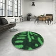 thumbnail image 3 of Ahgly Company Indoor Round Patterned Dark Forest Green Area Rugs, 3' Round, 3 of 6