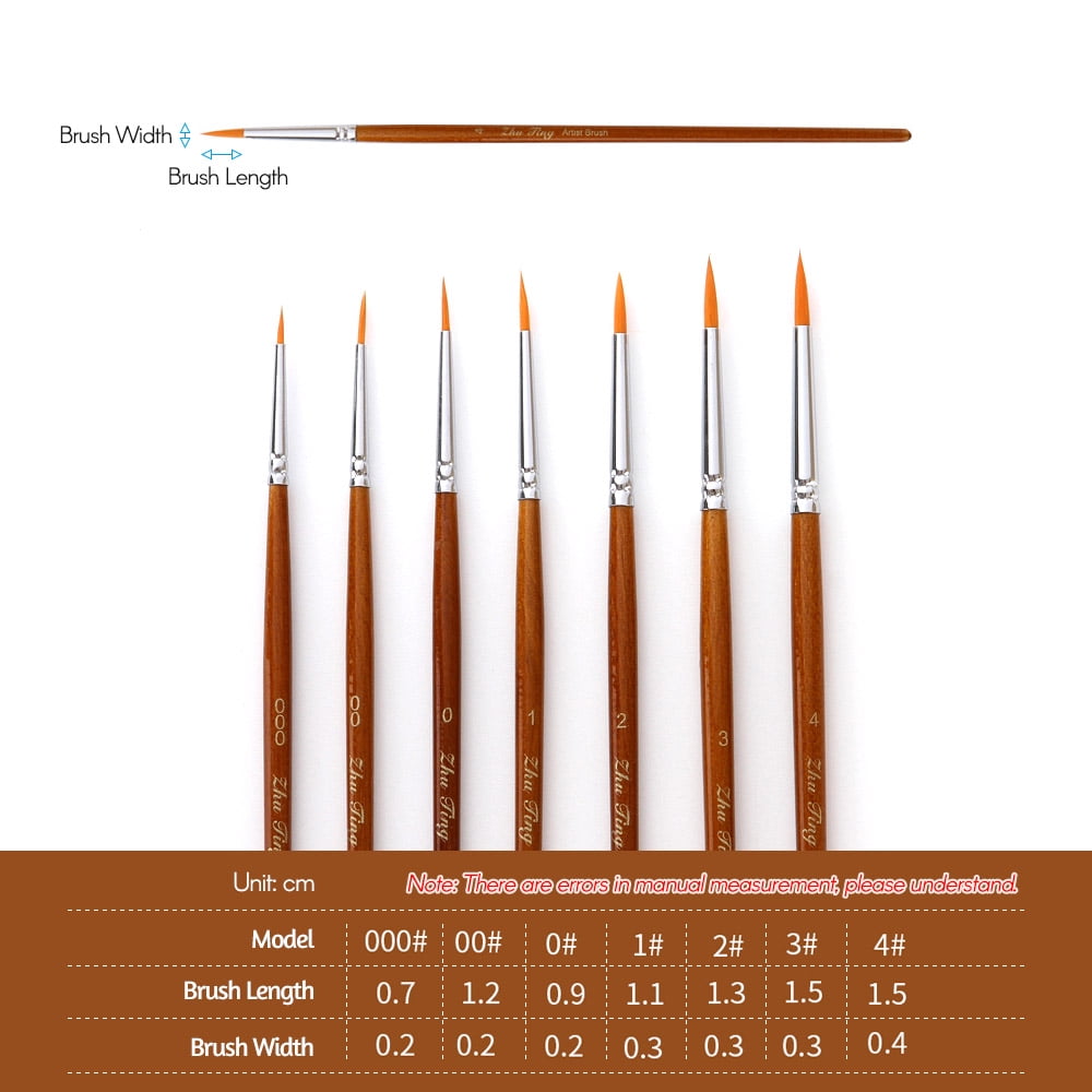 Paint Brush Set, Nylon Paint Brushes for Acrylic, Oil, Watercolor, 7 Brush Sizes