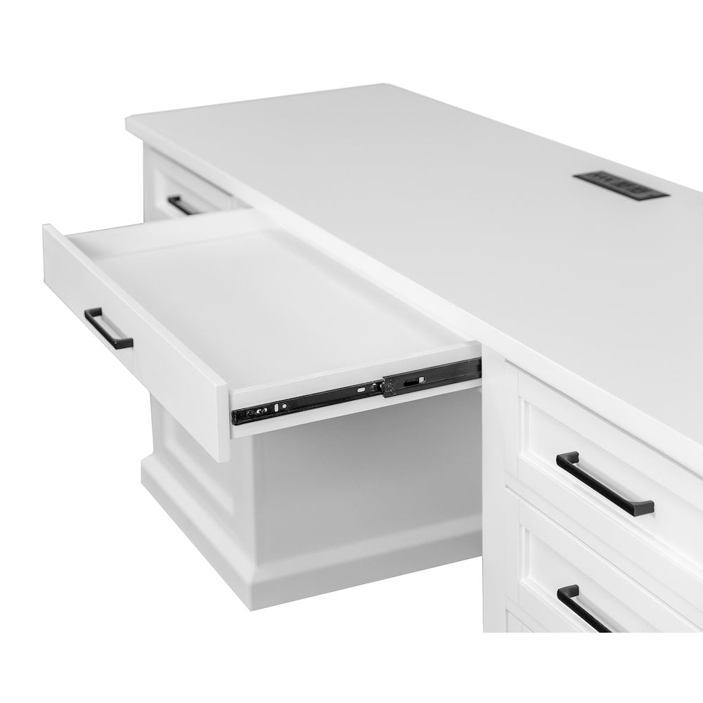 Modern Wood Desk Office Writing Table Fully Assembled White Finish