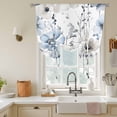 thumbnail image 3 of Spring Floral Tie Up Curtain 63 Inches Long, Watercolor Grey Blue Flower Retro Balloon Style Kitchen Window Curtain Over Sink, Small Window Rod Pocket Curtain 46"x63", 3 of 9