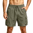 thumbnail image 3 of Sentmoon Shorts de Course Hommes Shorts Cargo Hommes Cordon Taille Haute Couleur Unie Shorts de Randonnée pour Hommes Vacances pour le Travail et Chic Décontracté P-3TG, 3 of 8