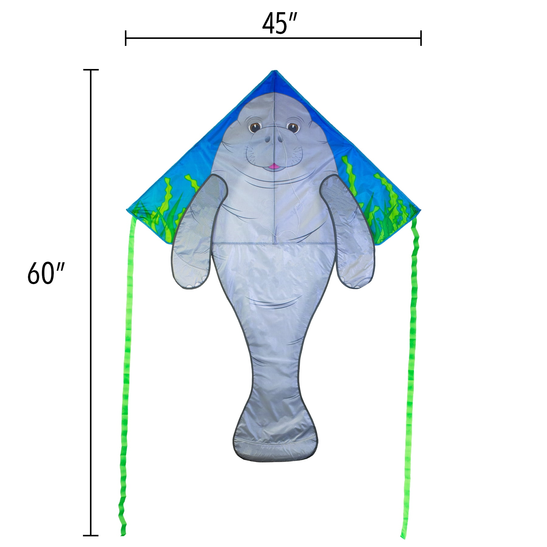 In the Breeze 3333 — Manatee 45" Fly-Hi Kite — Easy Flying Single Line Sea Life Kite for Kids and Adults
