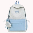 thumbnail image 7 of Bow Embroidery School Backpack, Star Print Backpack with Mini Pendant Bag, Lightweight Loptop Backpack for Travel Shopping (Blue), 7 of 7