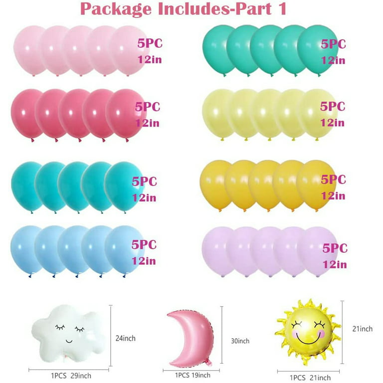 AYUQI Balloon Garland Arch Kit Pastel Rainbow Balloons Star Cloud Party  Decorations Balloon for Macaron Themed Party Birthday Party Supplies Baby  Shower Decorations Girl 
