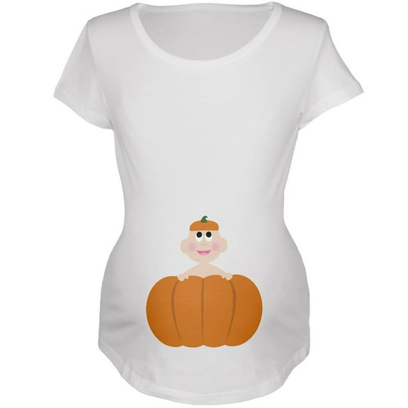 Halloween Pumpkin Baby White Maternity Soft T-Shirt - X-Large
