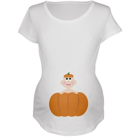 

Halloween Pumpkin Baby White Maternity Soft T-Shirt - Small