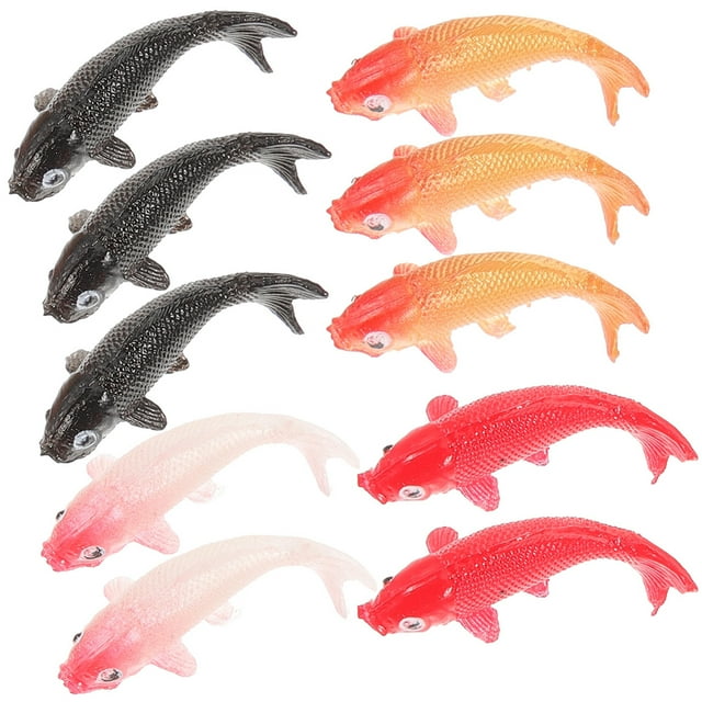 KAKOWELY 10 Pcs Poissons Miniatures 1:12 Maison de Poupée Poissons Miniatures Poissons Rouges pour Micro-Scènes Réalistes Mini Aquarium Ornement Micro-Paysage, 0.59"X0.14"X0.14 Pouces