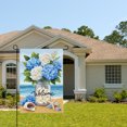thumbnail image 2 of AMHNF Welcome Beach Theme Hydrangea Flowers Seashells Linen Garden Flag for Spring Summer Home Outdoor Garden Yard Door Decor 12x18 inch, 2 of 5