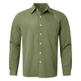 thumbnail image 3 of JTieacloth Mens Stretch Shirts Men Fashion Casual Top Shirt Simple Comfortable Solid Color Button Shirt Long Sleeve Tops Green, 3 of 6