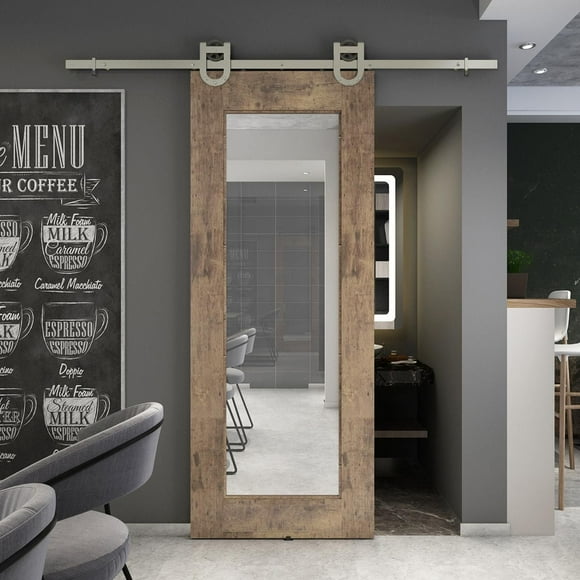 Wood & Hart 37" Reflex Mirior Porte de Grange en Pin