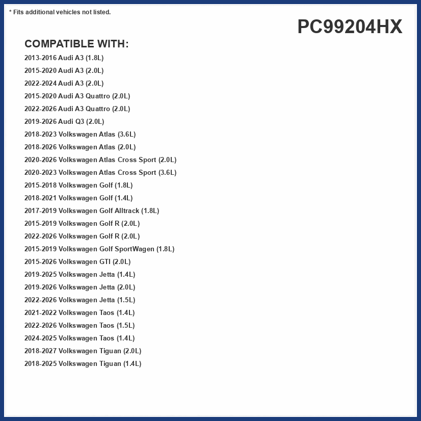 PUREFLOW PC99204HX HEPA Cabin Air Filter | Fits 2018-2027 Volkswagen Tiguan 2.0L; 2019-2025 Jetta 1.4L, Teramont 2.0L; 2018-2023 Atlas 3.6L, Audi Q2 1.4L, TT RS Quattro 2.5L
