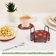 thumbnail image 6 of 6 Pcs Drink Coasters with Holder 3.94in Woven Coasters for Drinks Red and White Snowflakes Coaster Set for Protection Table, 6 of 7