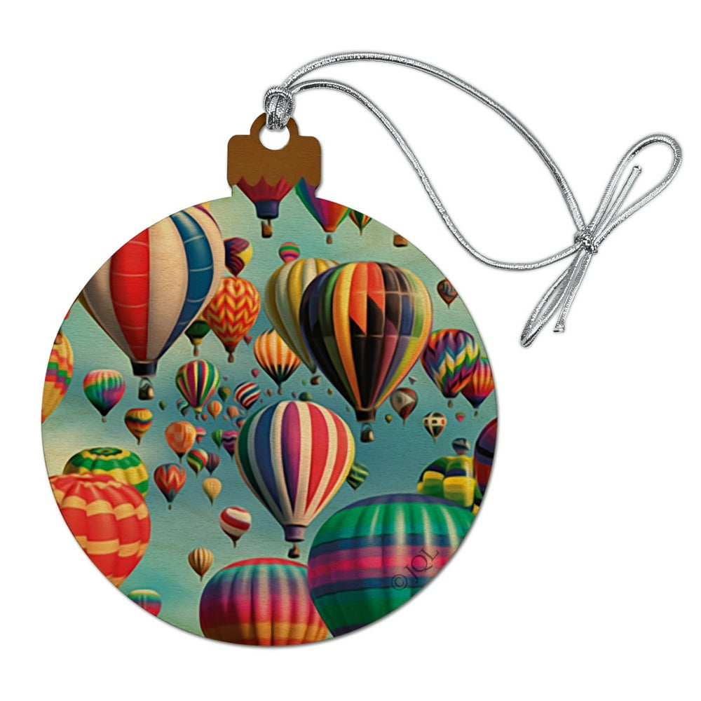 Hot Air Balloon Day Pattern Birthday Wood Christmas Tree Holiday