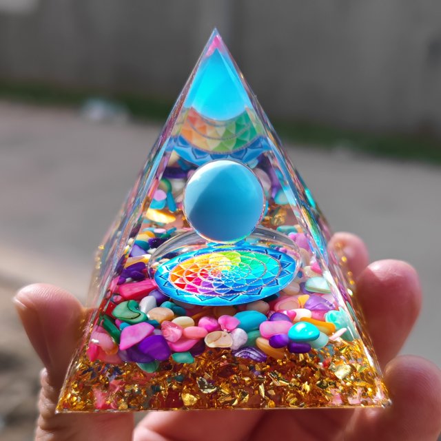 Pirámide de energía, orgonita, bola de amatista natural, cristales curativos, herramienta para chakras, adornos, piedras de resina, artesanía, regalo para niños, pirámide
