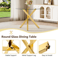 thumbnail image 4 of 39" Round Dining Table for 4, Tempered Glass Kitchen Table, Paproos Dining Room Table, Dinner Table with Metal Legs for Kitchen, Dining Living Room, Transparent & Gold(Only Table), 4 of 7