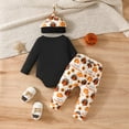 thumbnail image 5 of URMAGIC Baby Girl Halloween Clothes Set Long Sleeve Letter Tops Pumpkin Pants with Hat 3Pcs Fall Outfits, 5 of 9