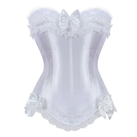 Corset Tops for Women  Bustier Shapewear Lingerie  Lace Waist Push Up Bodysuit White L