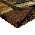thumbnail image 2 of Ambesonne Autumn Fitted Sheet, Gloomy Day Forest Path, Full Size, Seal Brown Marigold, 2 of 3