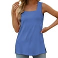 thumbnail image 2 of Baqcunre T Shirts For Women Summer Tank Tops For Women Square Neck Loose Fit Casual Fashion Flowy Sleeveless Tank Tops For Women 2023 Womens Tops Blue XXL, 2 of 4