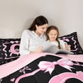 thumbnail image 4 of Erosebridal Girls Bow C Letter Twin Bedding Sets 7-Piece, Watercolor Love Heart Bedding Comforter Set, 4 of 7