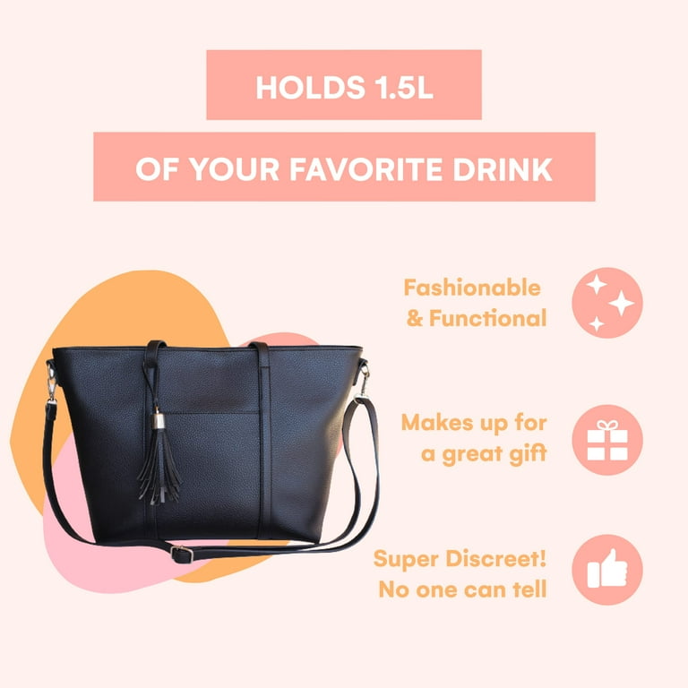 Wine Purse (Obsidian) - Fashionable Purse With Hidden