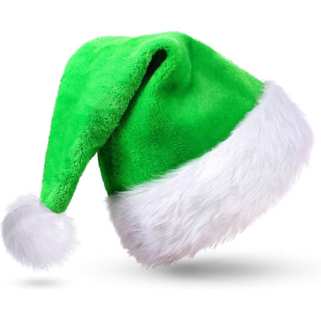 Gorro de Navidad SHUYMXG de terciopelo verde para adultos gorros de Papá Noel decoración navideña