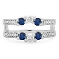 thumbnail image 2 of Dazzlingrock Collection 14K Blue Sapphire & White Diamond Wedding Band 3 Stone Enhancer Guard Double Ring, White Gold, Size 8, 2 of 4
