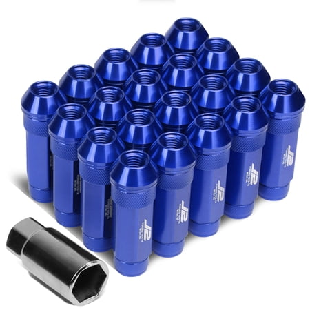 J2 Engineering LN-T7-026-15-BL J2 Engineering 7075 -T6 Forged Aluminum M12 x 1.5 20 Pcs 70mm Open End Lug Nut Set w/ Adapter ( Blue )