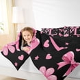 thumbnail image 3 of Erosebridal Letter L Monogrammed Full Size Comforter Sets,Pink Ribbon Bow Girls Bedding Sets For Kids,Reversible black,3pcs, 3 of 7
