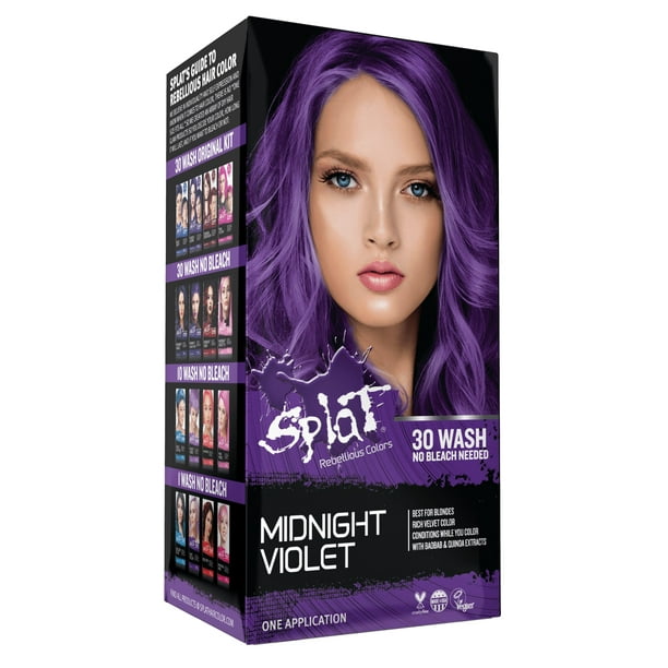 Splat Rebellious Colors 30 Wash No Bleach Semi Permanent Hair Color Kit, Midnight Violet, 6 oz