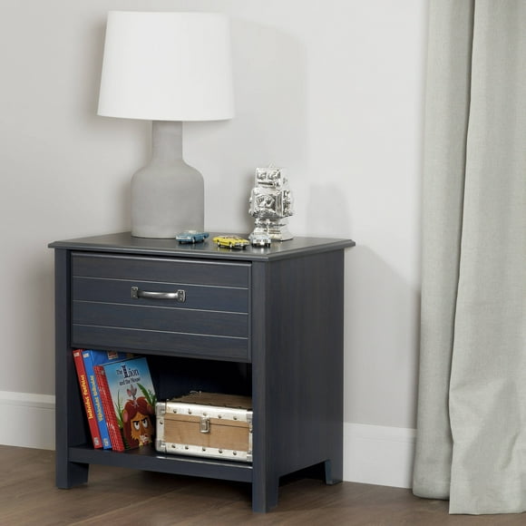 South Shore Ulysses 1-Drawer Nightstand - End Table with Storage for Child, in Blueberry