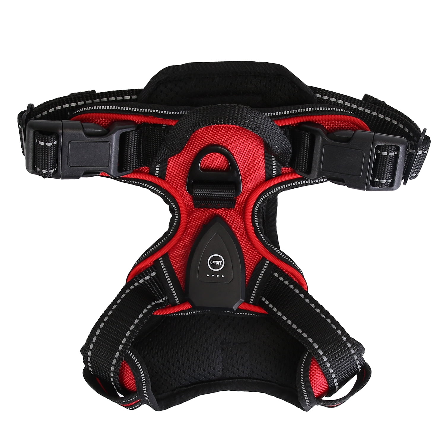 iMounTEK LED Dog Harness No Pull Rechargeable Light Up Pet Vest Harness, Red, S
