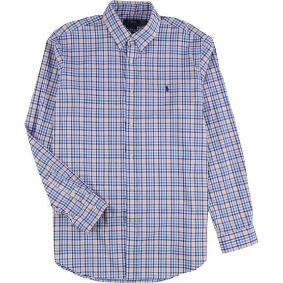 Ralph Lauren Mens Performance Twill Button Down Dress Shirt, Multicoloured, Small