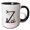 Black/White, variant on 3drose, Outstanding Letter Z. Halloween Monogram, Broom, Wizard Hat, Cat, 11oz Mug