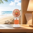 thumbnail image 4 of Portable Macaroon Mini Fan, Rechargeable Handheld Fan, 6.91×1.97 inches, for Outdoor Travel Camping Commuting, Carrot Pattern（Orange）, 4 of 7