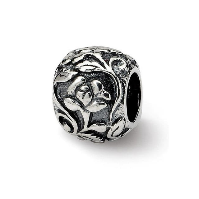 Perles de Réflexion QRS1012 7,27 mm Perles Florales en Argent Sterling&44; Antiqued
