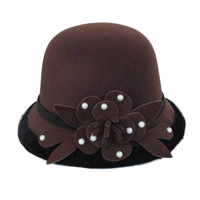 Chapeau Melon Petit pour Femme, Automne et Hiver, Fleurs, Rond, Décontracté, Style Bassin de Pêcheur