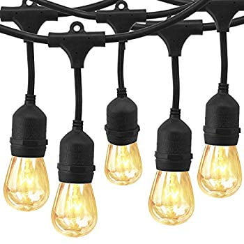 48 Ft Outdoor String Lights , Weatherproof Commercial String Lights with S14 Incandescent Bulbs, UL Certification Backyard Lights for Garden...